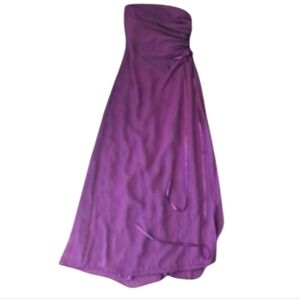 Purple Wine strapless maxi sweeping flowey bridesmaid Prom gown Gossip Girl sz 2
